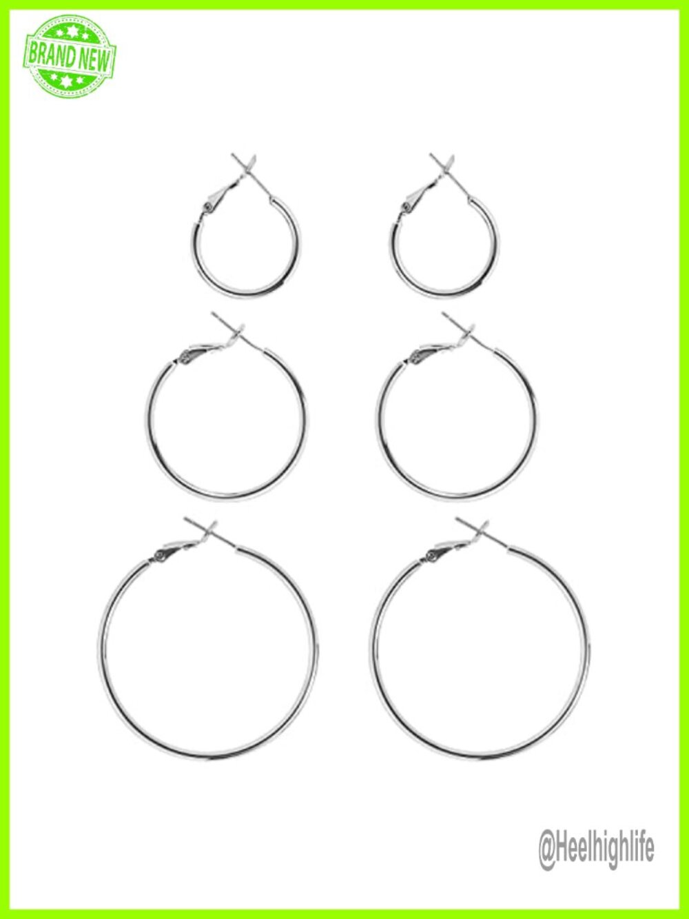 Big Thin Hoop Earrings 925 Sterling Silver Plated 3 Pairs Lightweight